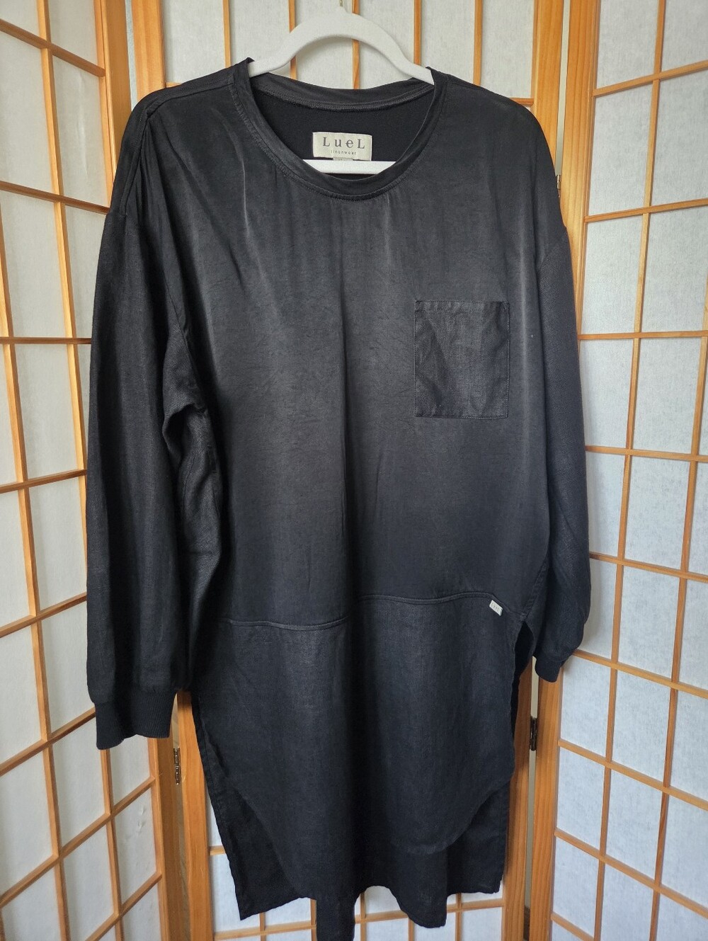 WOMENS LU.EL MADE IN LITHUANIA 100% LINEN/VISCOSE STYLISH RELAXED TUNIC BLOUSE M